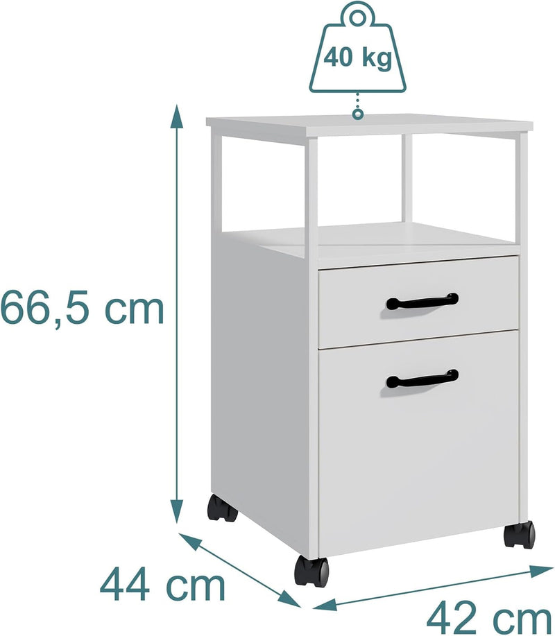 Mobile Filing Cabinet 2 Drawers Hanging File System