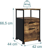 Mobile Filing Cabinet 2 Drawers Hanging File System