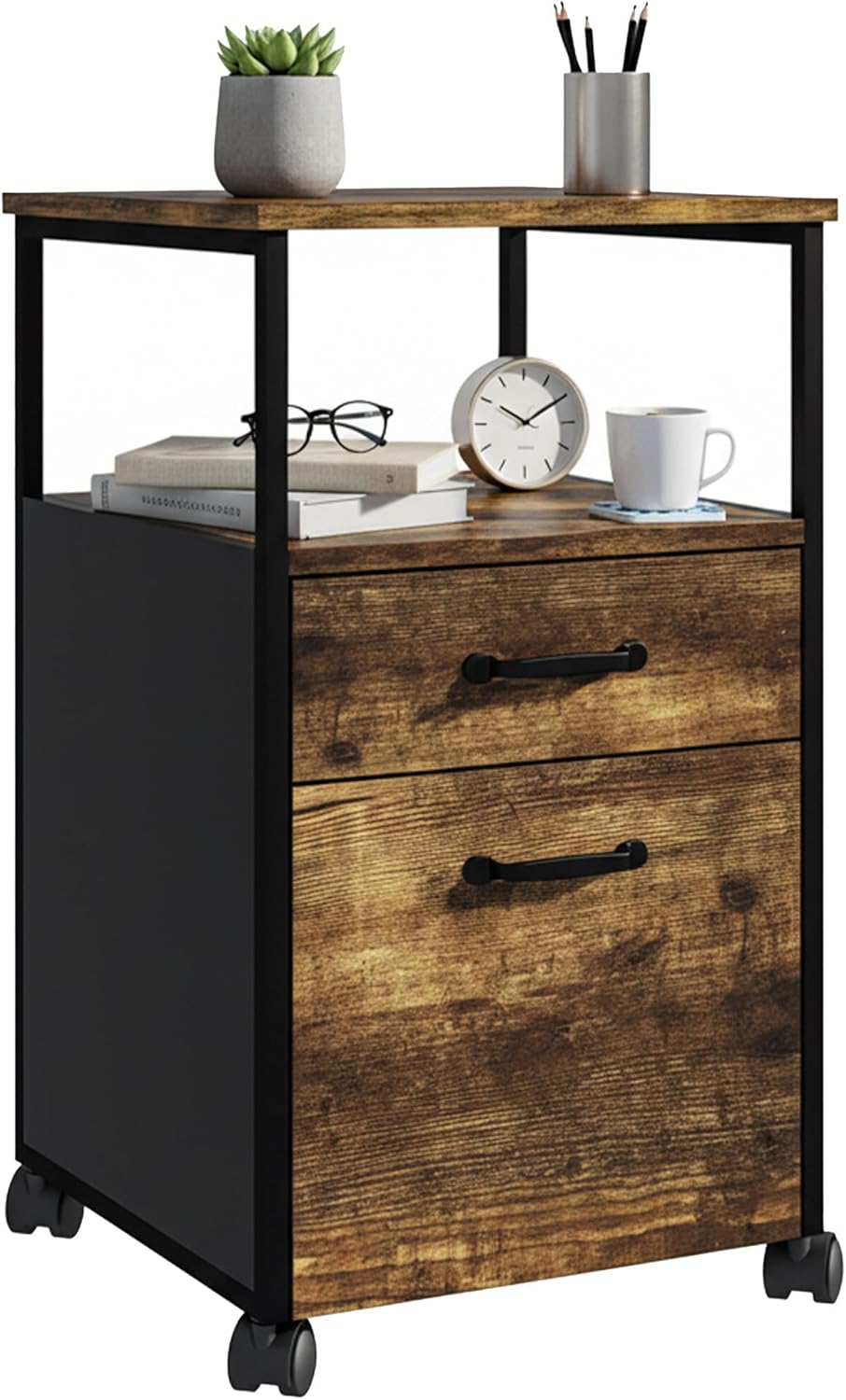 Mobile Filing Cabinet 2 Drawers Hanging File System
