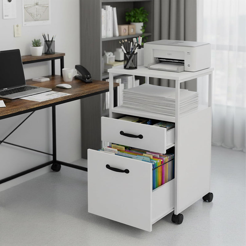Mobile Filing Cabinet 2 Drawers Hanging File System