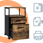Mobile Filing Cabinet 2 Drawers Hanging File System