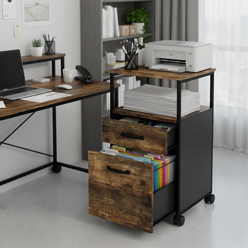 Mobile Filing Cabinet 2 Drawers Hanging File System
