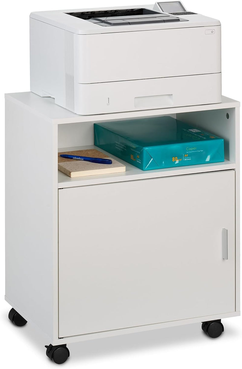 Mobile Filing Cabinet 3 Compartments Office Storage Printer