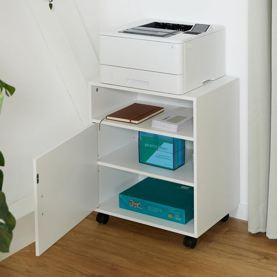 Mobile Filing Cabinet 3 Compartments Office Storage Printer