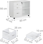 Mobile Filing Cabinet 3 Drawers 2 Shelves 66