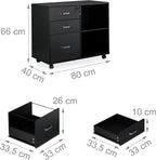 Mobile Filing Cabinet 3 Drawers 2 Shelves 66