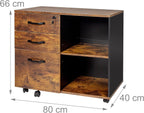Mobile Filing Cabinet 3 Drawers 2 Shelves 66