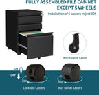 Mobile Filing Cabinet Under Desk 4-Drawer Lockable