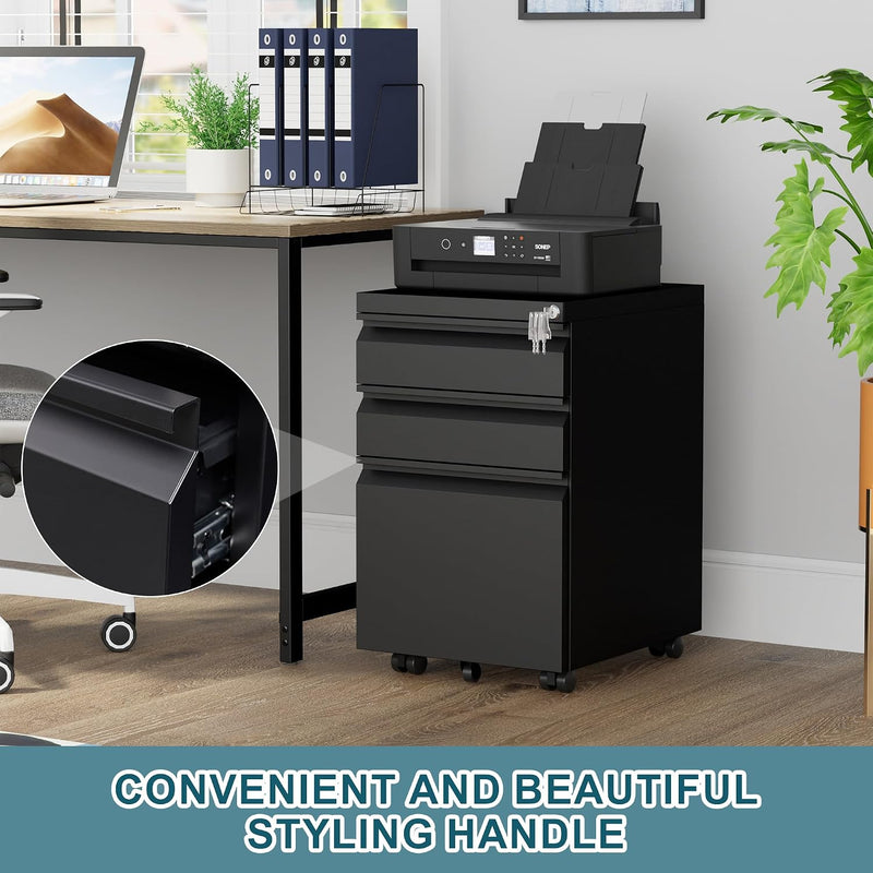 Mobile Filing Cabinet Under Desk 4-Drawer Lockable