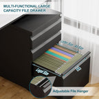 Mobile Filing Cabinet Under Desk 4-Drawer Lockable