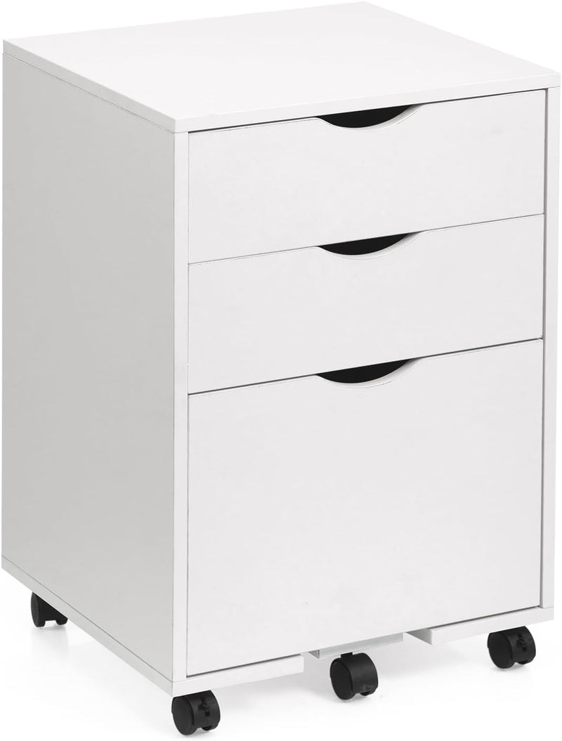 Mobile Filling Cabinet with 3-Drawer Wood Desk Drawers