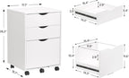 Mobile Filling Cabinet with 3-Drawer Wood Desk Drawers