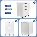 Mobile Filling Cabinet with 3-Drawer Wood Desk Drawers