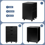Mobile Filling Cabinet with 3-Drawer Wood Desk Drawers