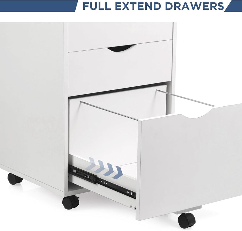 Mobile Filling Cabinet with 3-Drawer Wood Desk Drawers