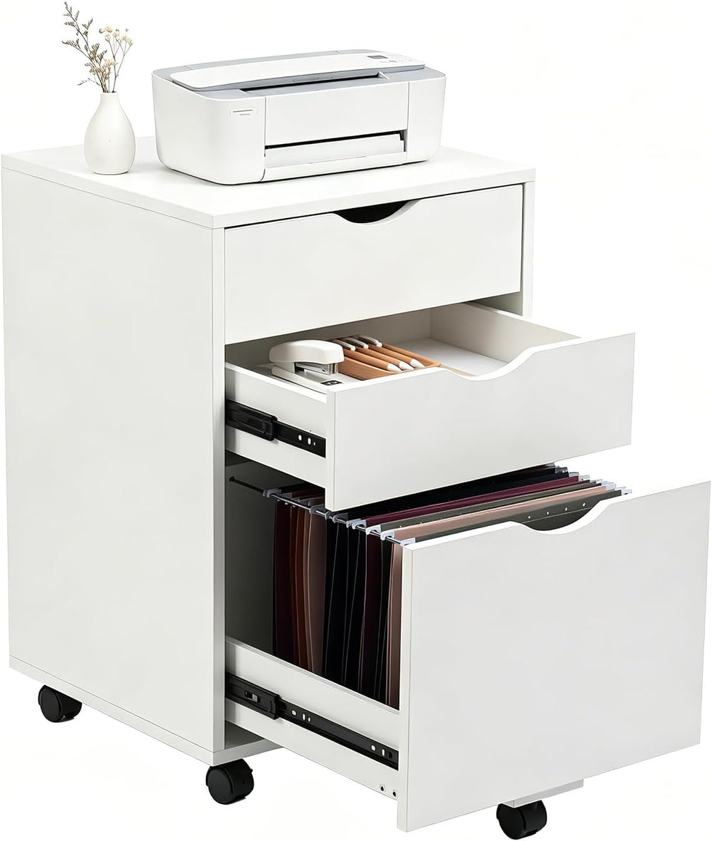 Mobile Filling Cabinet with 3-Drawer Wood Desk Drawers