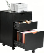 Mobile Filling Cabinet with 3-Drawer Wood Desk Drawers