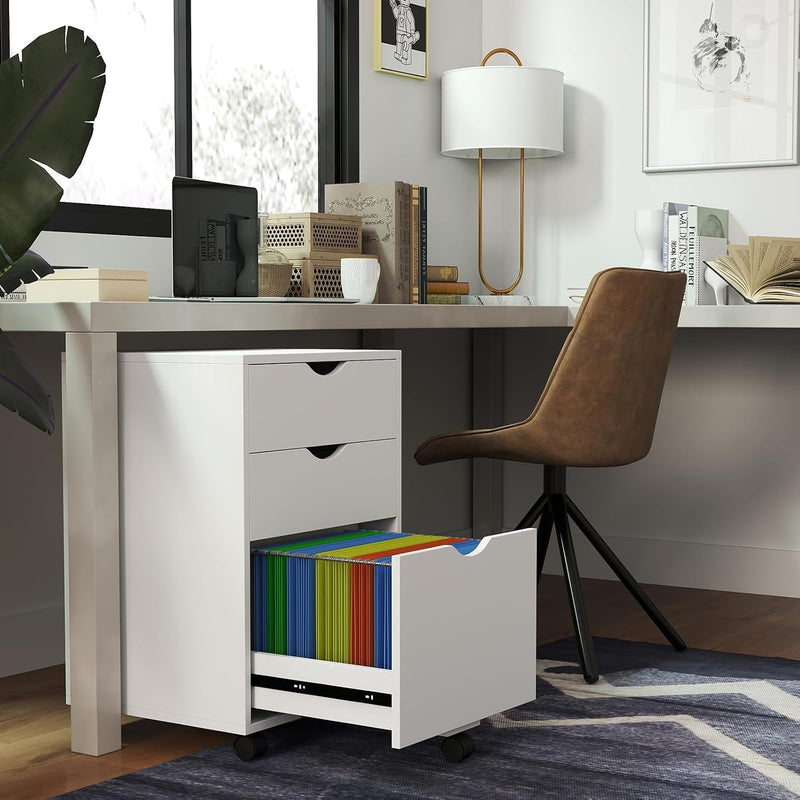 Mobile Filling Cabinet with 3-Drawer Wood Desk Drawers