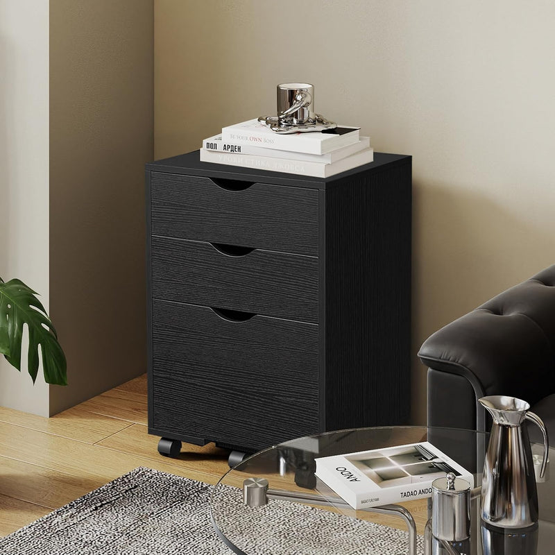 Mobile Filling Cabinet with 3-Drawer Wood Desk Drawers