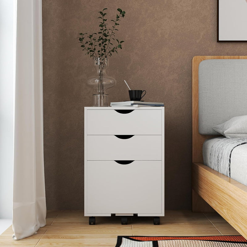 Mobile Filling Cabinet with 3-Drawer Wood Desk Drawers