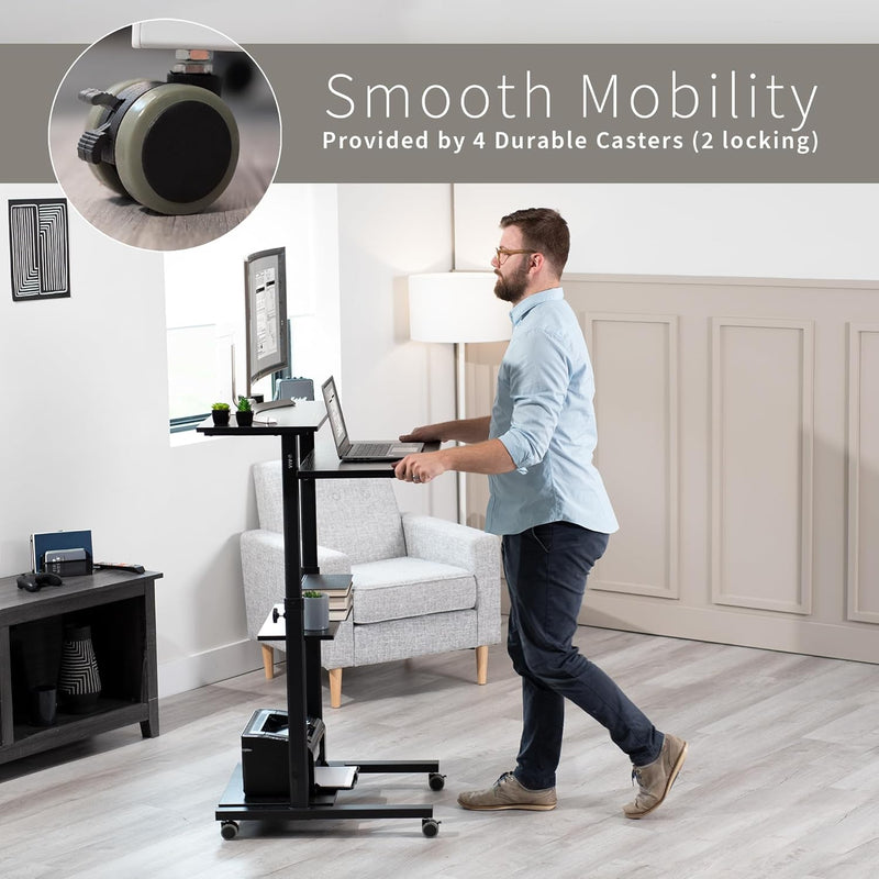 Mobile Height Adjustable Table Stand Up Desk