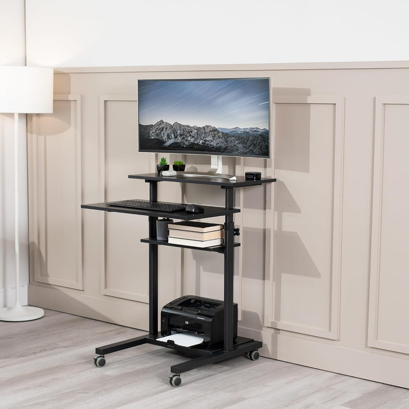 Mobile Height Adjustable Table Stand Up Desk