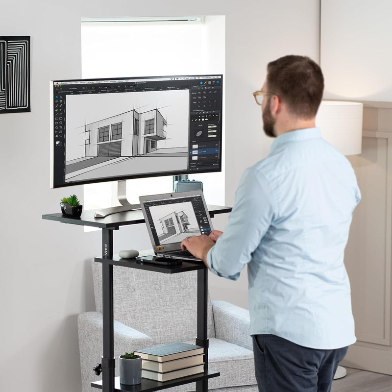 Mobile Height Adjustable Table Stand Up Desk