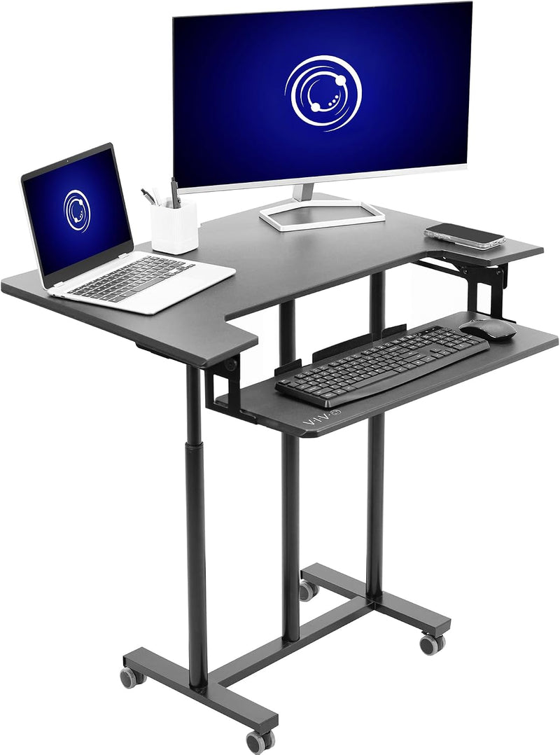 Mobile Height Adjustable Table Stand Up Desk Cart