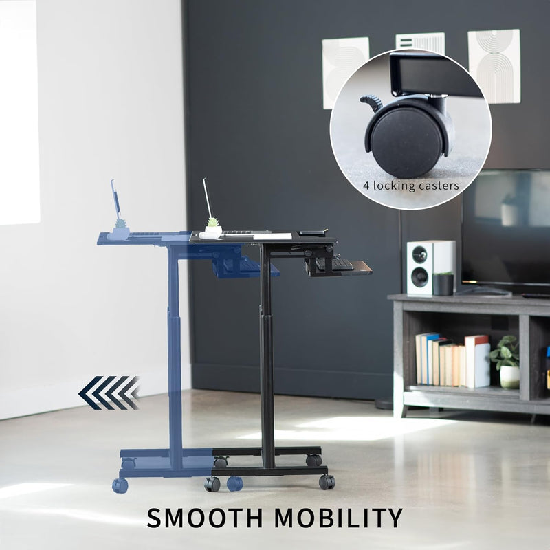 Mobile Height Adjustable Table Stand Up Desk Cart