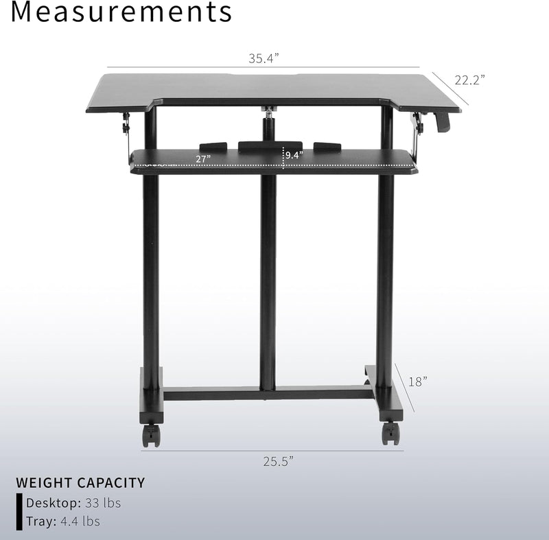 Mobile Height Adjustable Table Stand Up Desk Cart