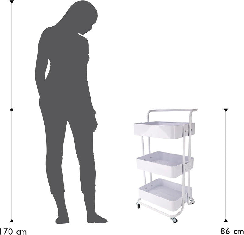 Mobile Kitchen Bathroom Office 3 Tier Serving Trolley