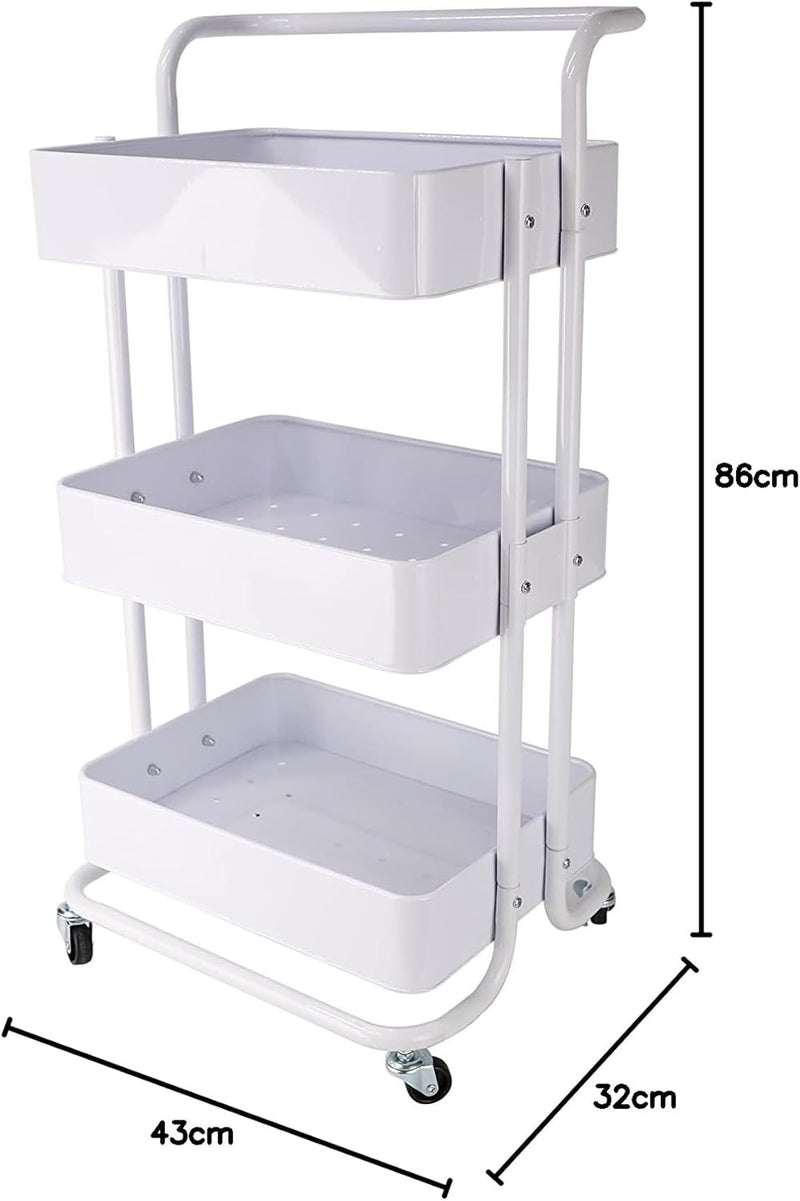 Mobile Kitchen Bathroom Office 3 Tier Serving Trolley