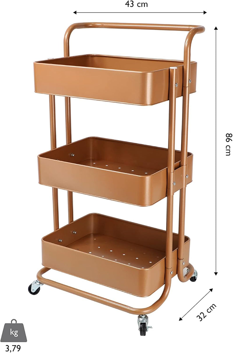 Mobile Kitchen Bathroom Office 3 Tier Serving Trolley