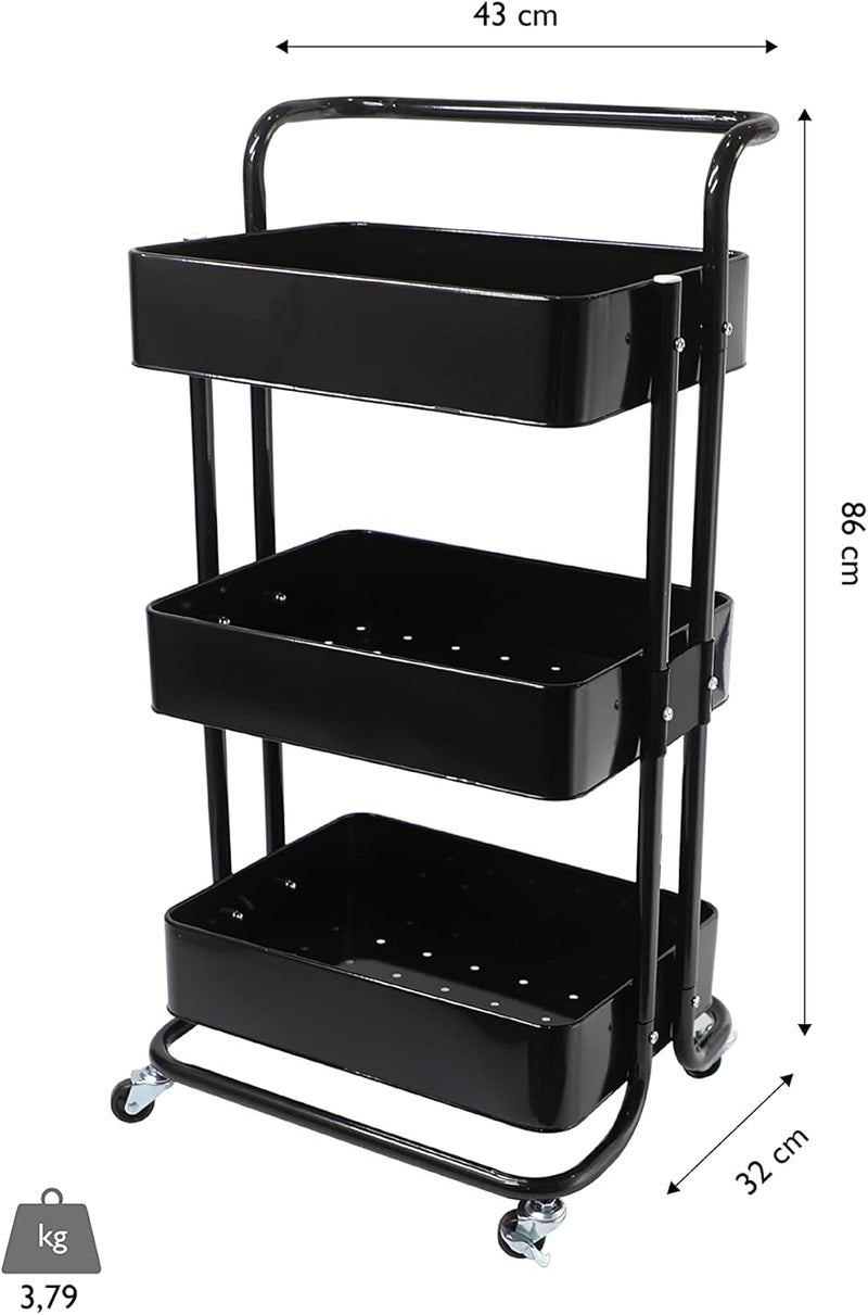 Mobile Kitchen Bathroom Office 3 Tier Serving Trolley
