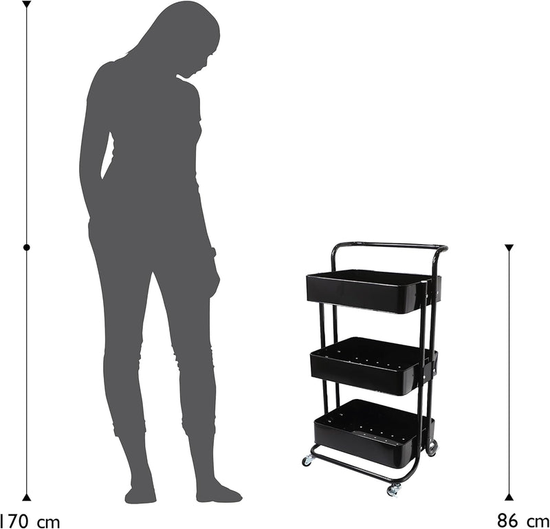 Mobile Kitchen Bathroom Office 3 Tier Serving Trolley