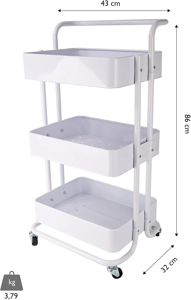 Mobile Kitchen Bathroom Office 3 Tier Serving Trolley
