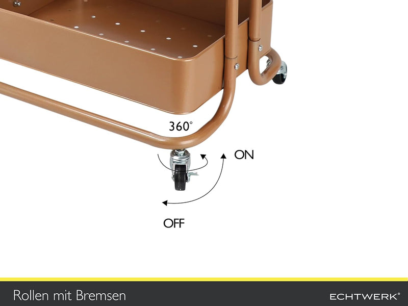 Mobile Kitchen Bathroom Office 3 Tier Serving Trolley