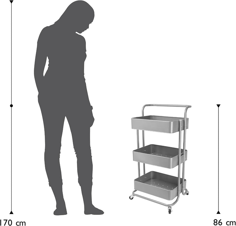 Mobile Kitchen Bathroom Office 3 Tier Serving Trolley