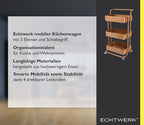 Mobile Kitchen Bathroom Office 3 Tier Serving Trolley
