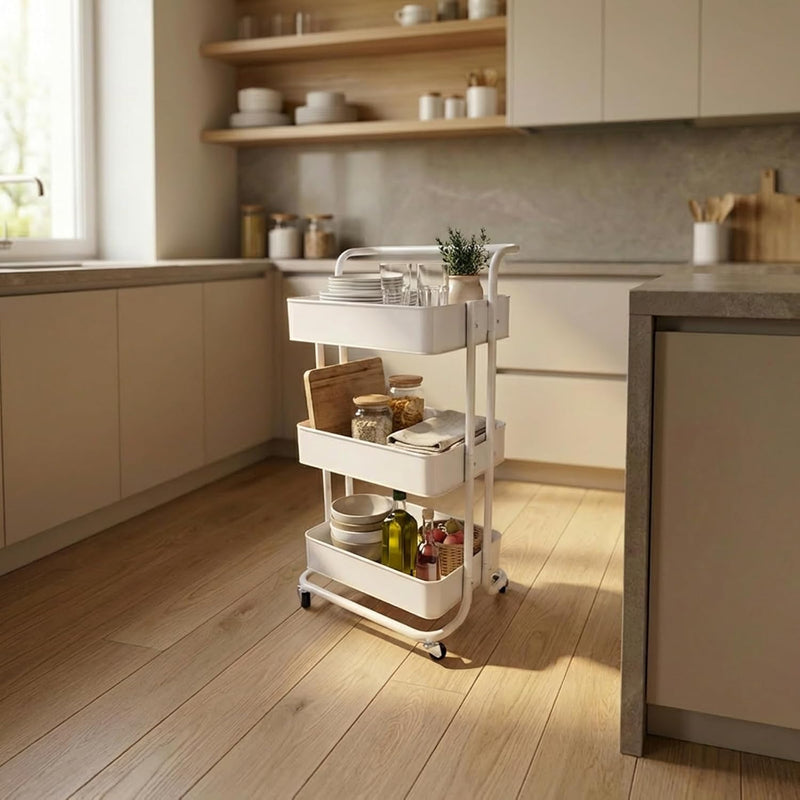 Mobile Kitchen Bathroom Office 3 Tier Serving Trolley