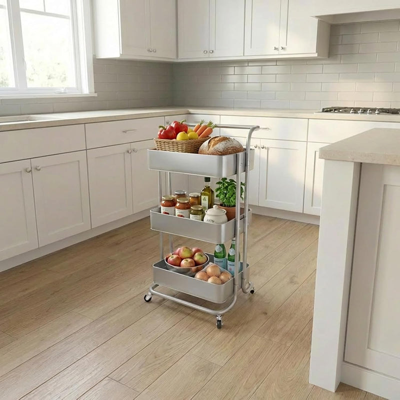 Mobile Kitchen Bathroom Office 3 Tier Serving Trolley