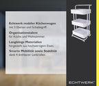 Mobile Kitchen Bathroom Office 3 Tier Serving Trolley