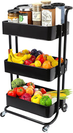 Mobile Kitchen Bathroom Office 3 Tier Serving Trolley