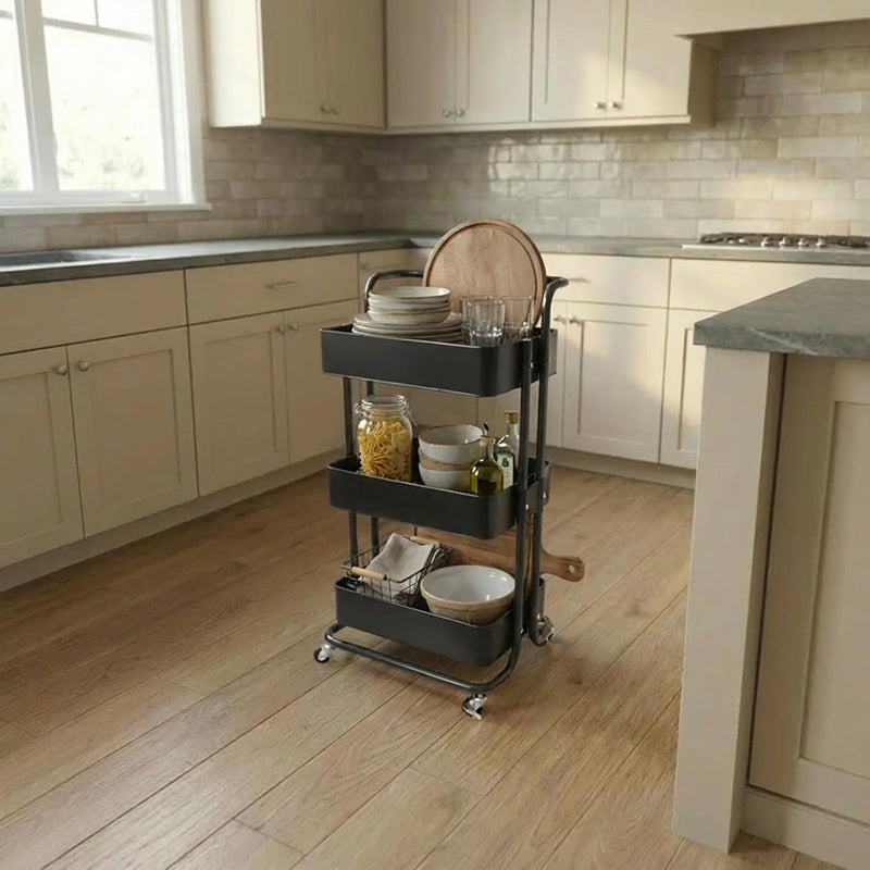 Mobile Kitchen Bathroom Office 3 Tier Serving Trolley