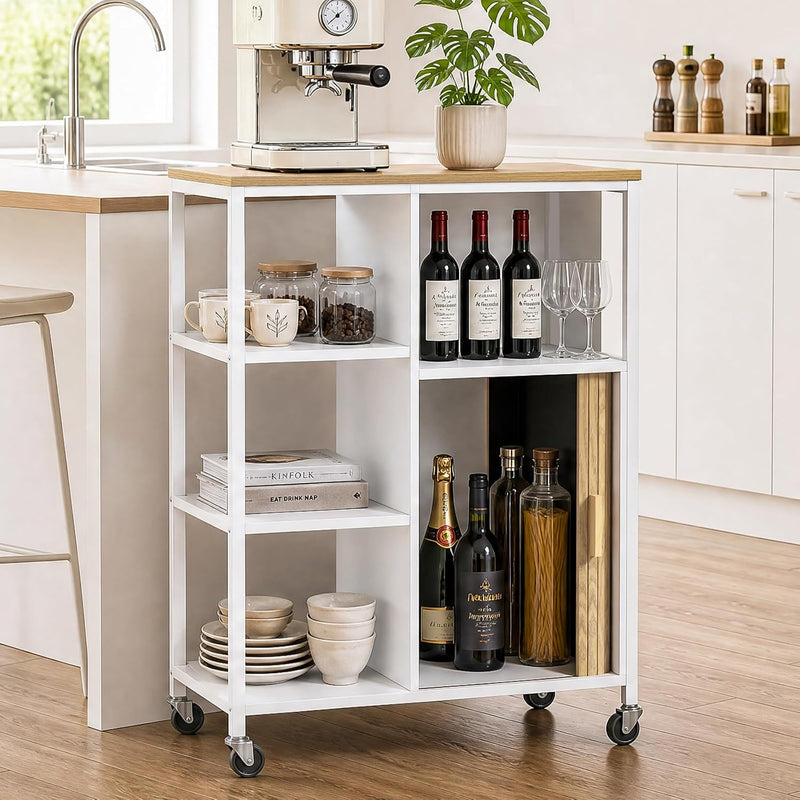 Mobile Kitchen Island with Wheels Serving Trolley Storage