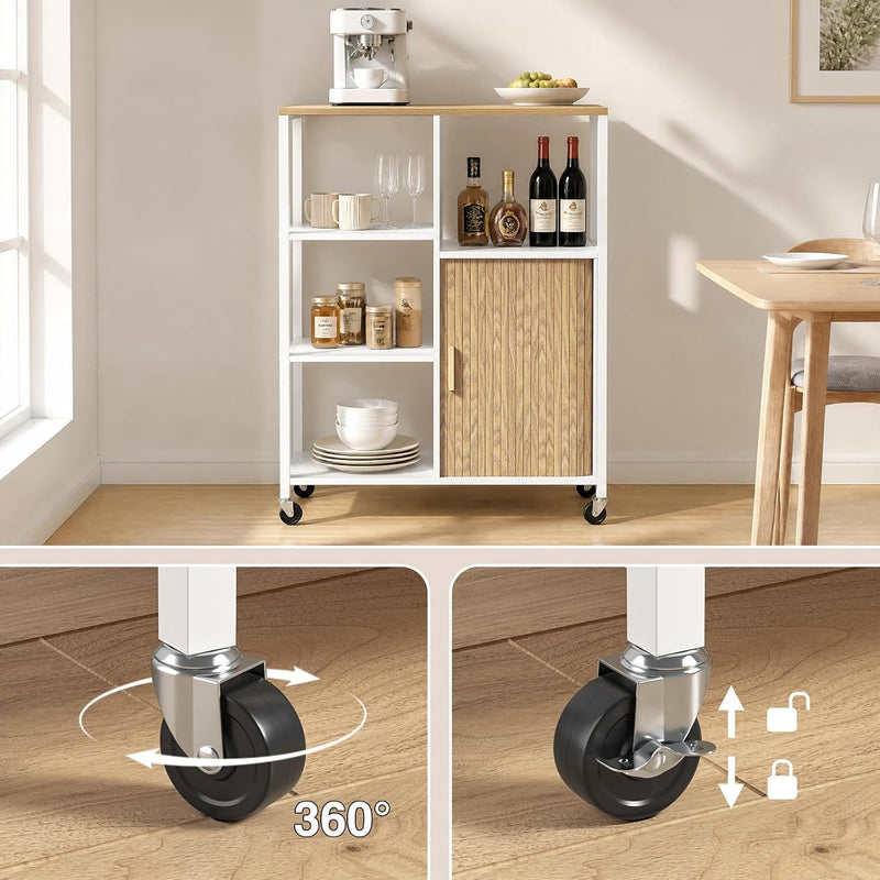 Mobile Kitchen Island with Wheels Serving Trolley Storage