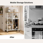 Mobile Kitchen Island with Wheels Serving Trolley Storage