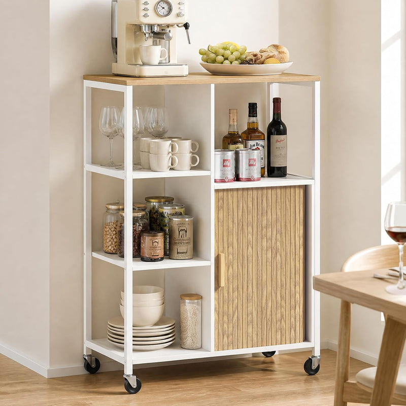 Mobile Kitchen Island with Wheels Serving Trolley Storage
