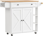Mobile Kitchen Island with Wheels Storage Space Roll-Up