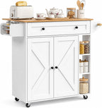 Mobile Kitchen Island with Wheels Storage Space Roll-Up
